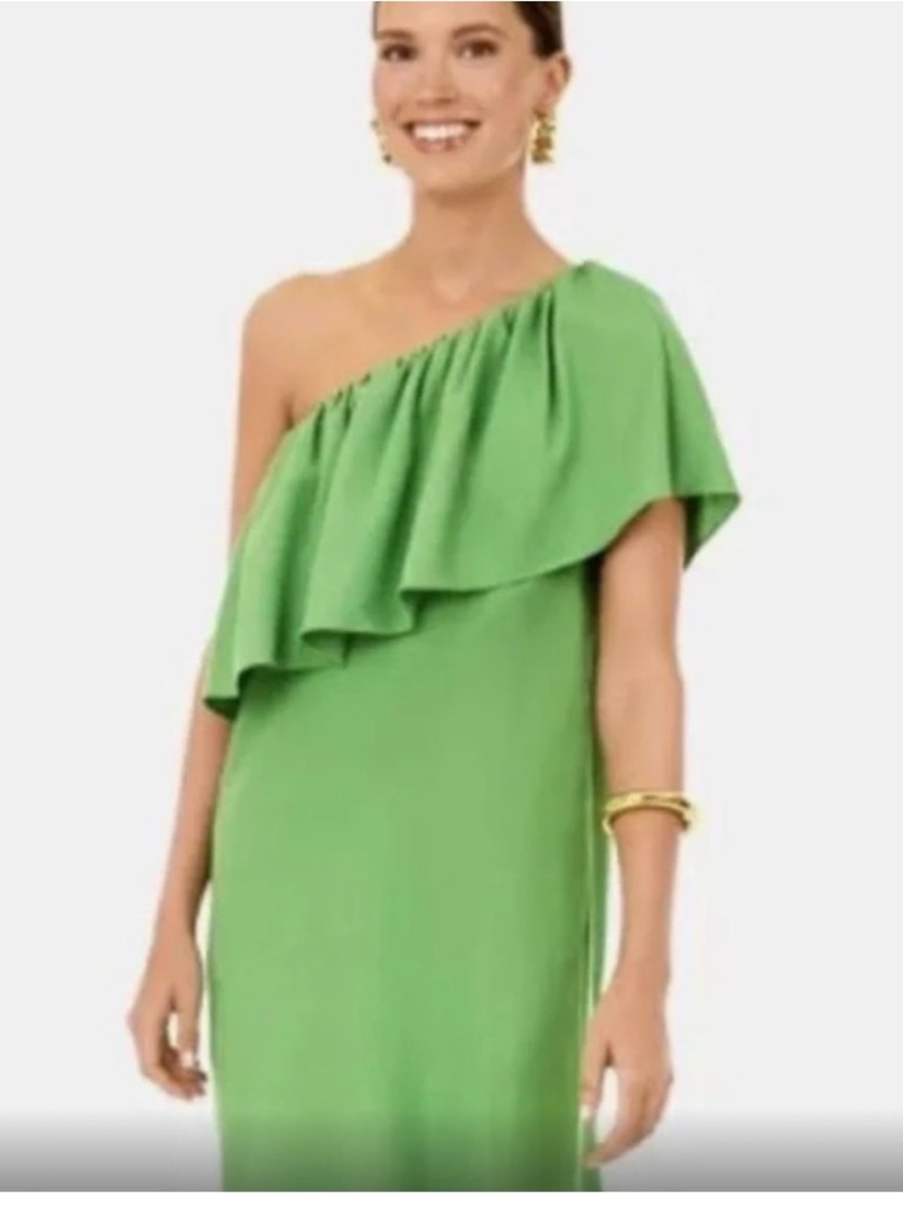 Tuckernuck-Pomander Place xxxl One-Shoulder Ruffle straight colum in Kelly Green